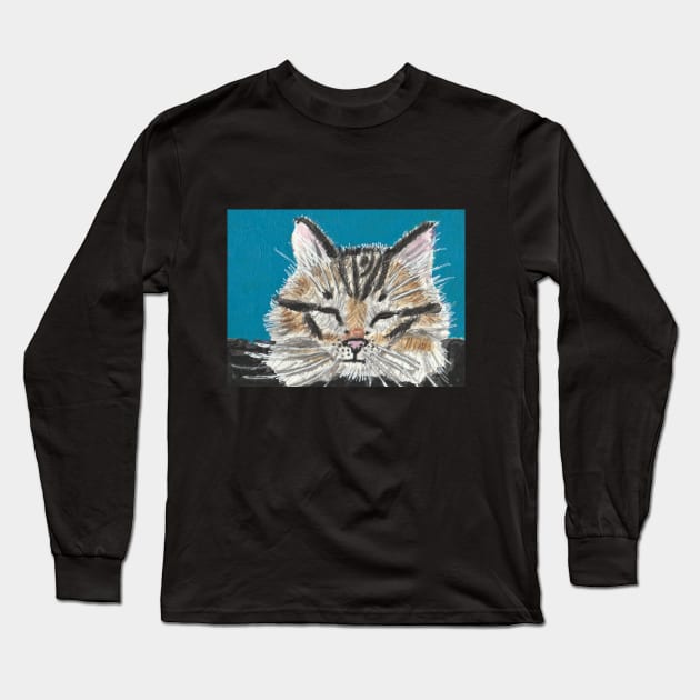 Tabby cat face Long Sleeve T-Shirt by SamsArtworks